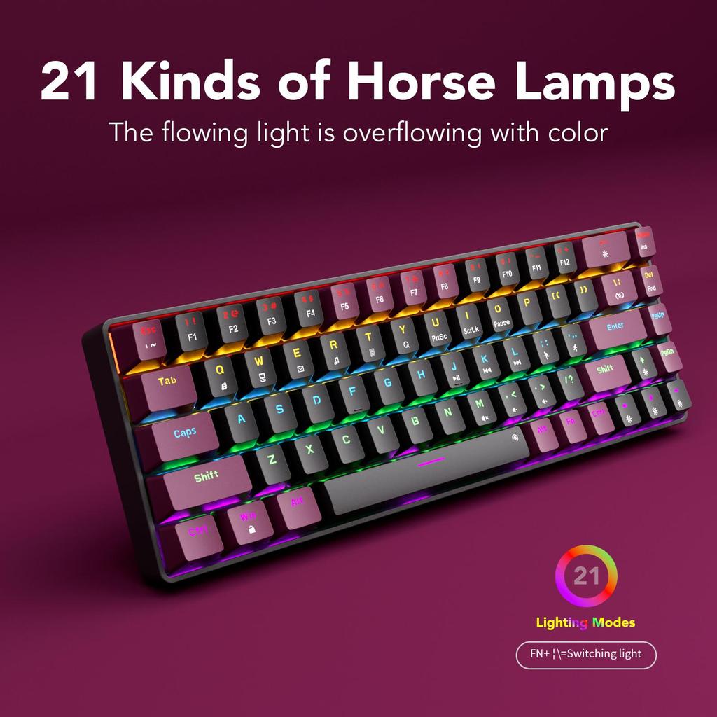 SUNSONNY Mechanical Keyboard 68-key N-J6Pro Wired Gaming Office Portable Full Key Without Blush Axle