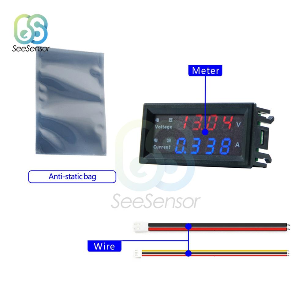 0.28" Dual LED Display 4-digit Mini Digital Voltmeter Ammeter Amp Volt Voltage Current Meter Tester Detector DC 200V 100V 10A
