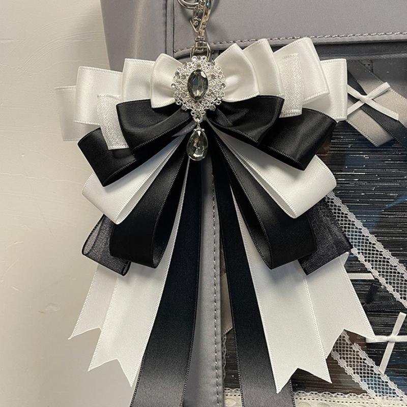 Aesthetic Satin Ribbon Bow Pin Ita Bag Charm for K-pop Kawaii Concert Clip Decoration Cute Lanyard Keychain Organizer Charm