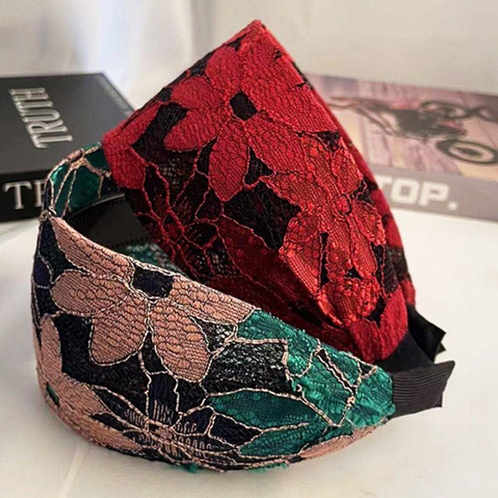 Mesh Toothed Non-slip Hairband Non-slip Women Hair Hoop Elegant Lace Embroidery headband Daily