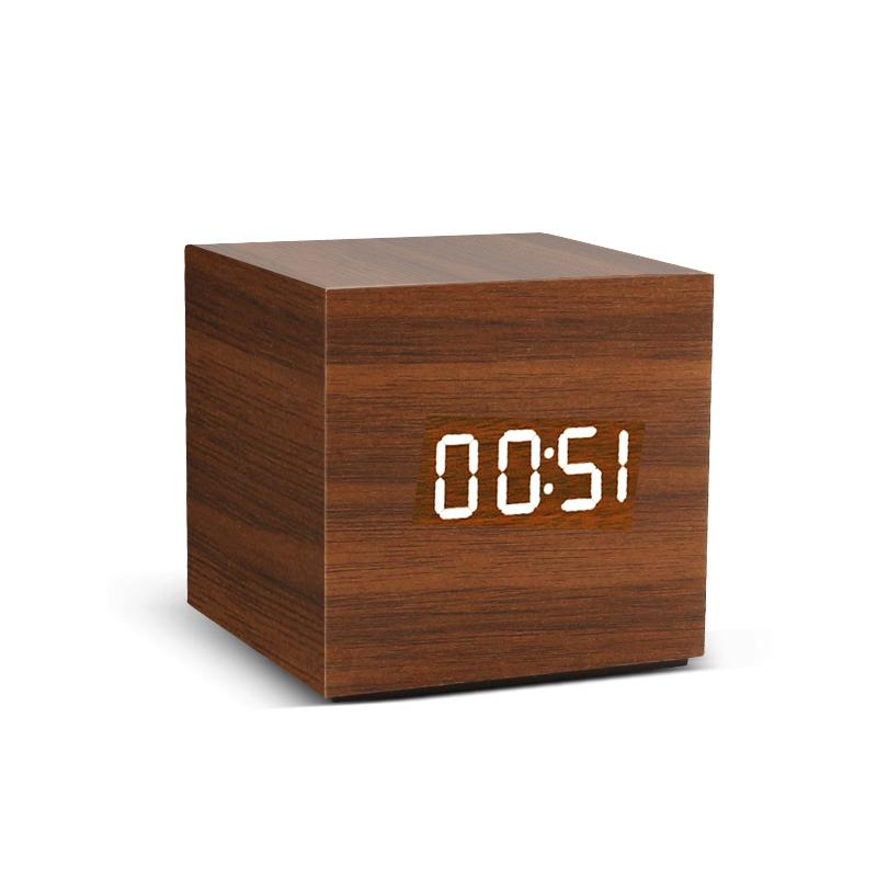 Wooden LED Alarm Digital Alarm Clock Wood Retro Glow Clock Desktop Table Decor Voice Control Snooze Function Desk Tools