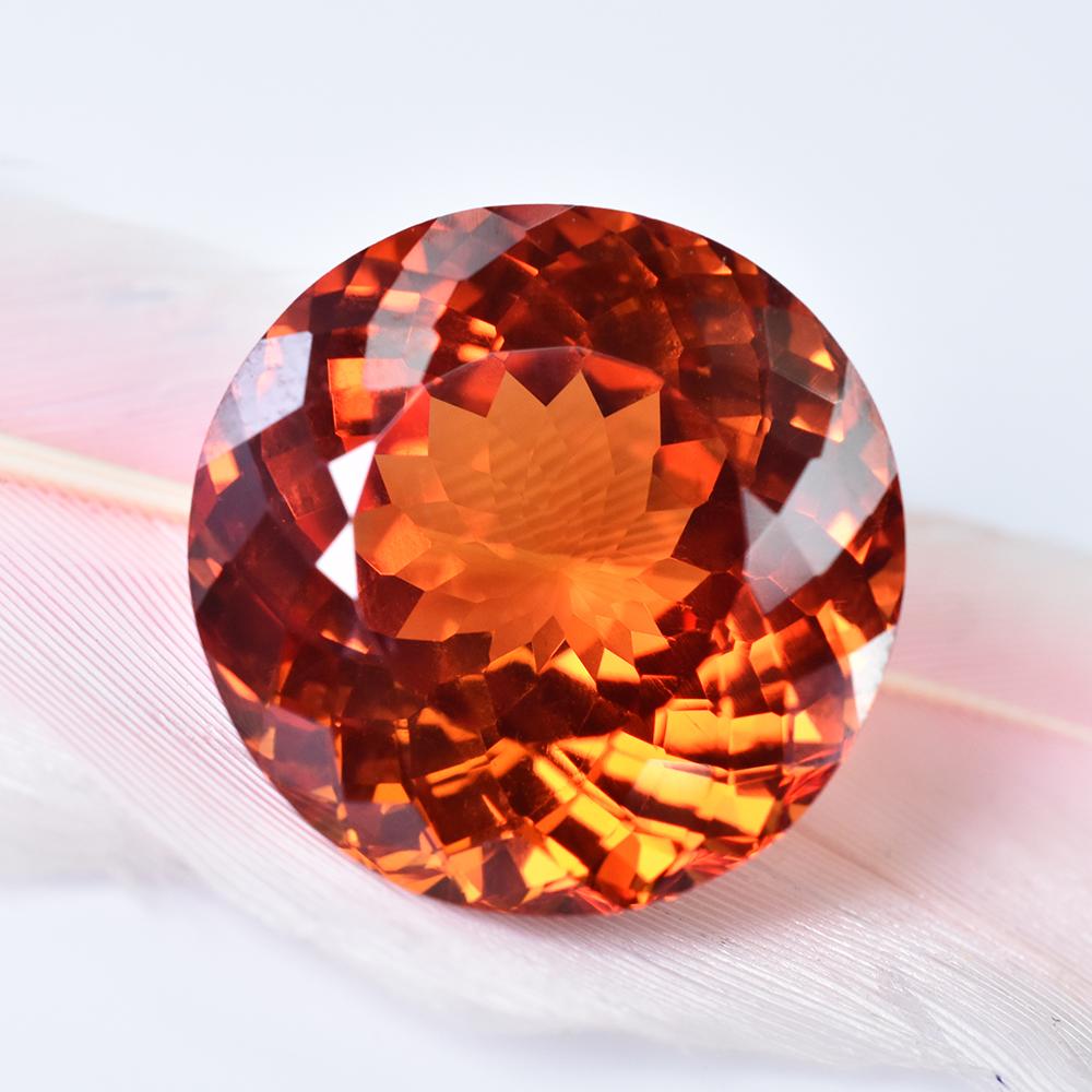 Natural Orange Sapphire Loose Gemstone 21.45 ct Unique Round Cut Stone September Birthday Birthstone