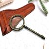 Увеличительное стекло из латуни в кожаном футляре, ручная оптическая лупа, очки для чтения, рождественский подарок, подарок для папы