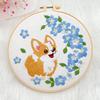 Floral Patterns Cross Stitch Set Corgi Embroidery Set Home Decor Dog Embroidery Kit  Beginner