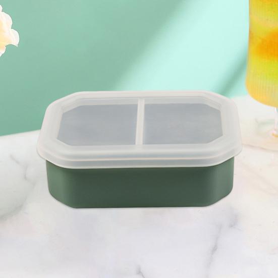 Силиконовый ланч-бокс с двойным отделением, контейнер для бенто, портативный, подходит для микроволновой печи, для приготовления еды на работу, в школу, на пикники