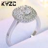 Ring Micro-Inlaid Zircon Silver Ring Women'S Electroplated Platinum Luxury Imitation Diamond Ring