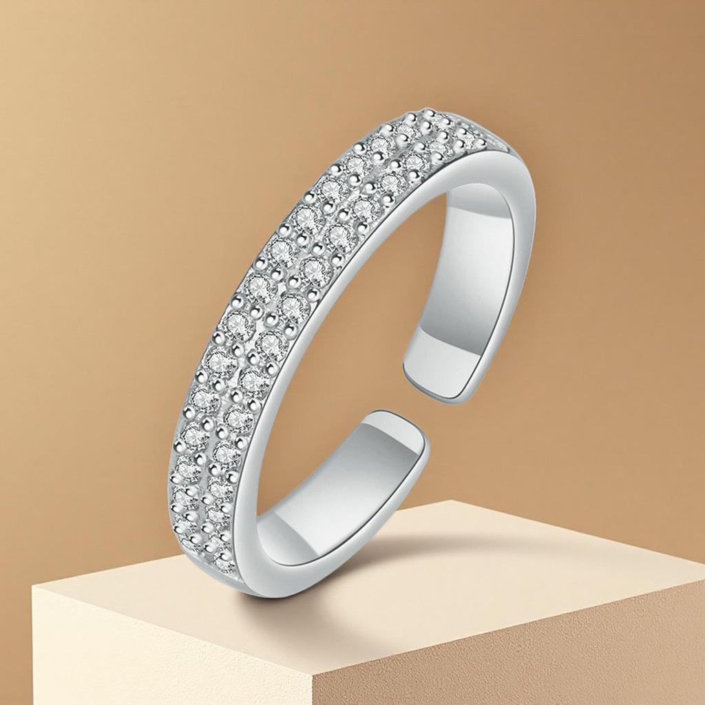 Inlaid Cubic Zirconia Wheel of Fortune Adjustable Ring - Elegant Jewelry for Women