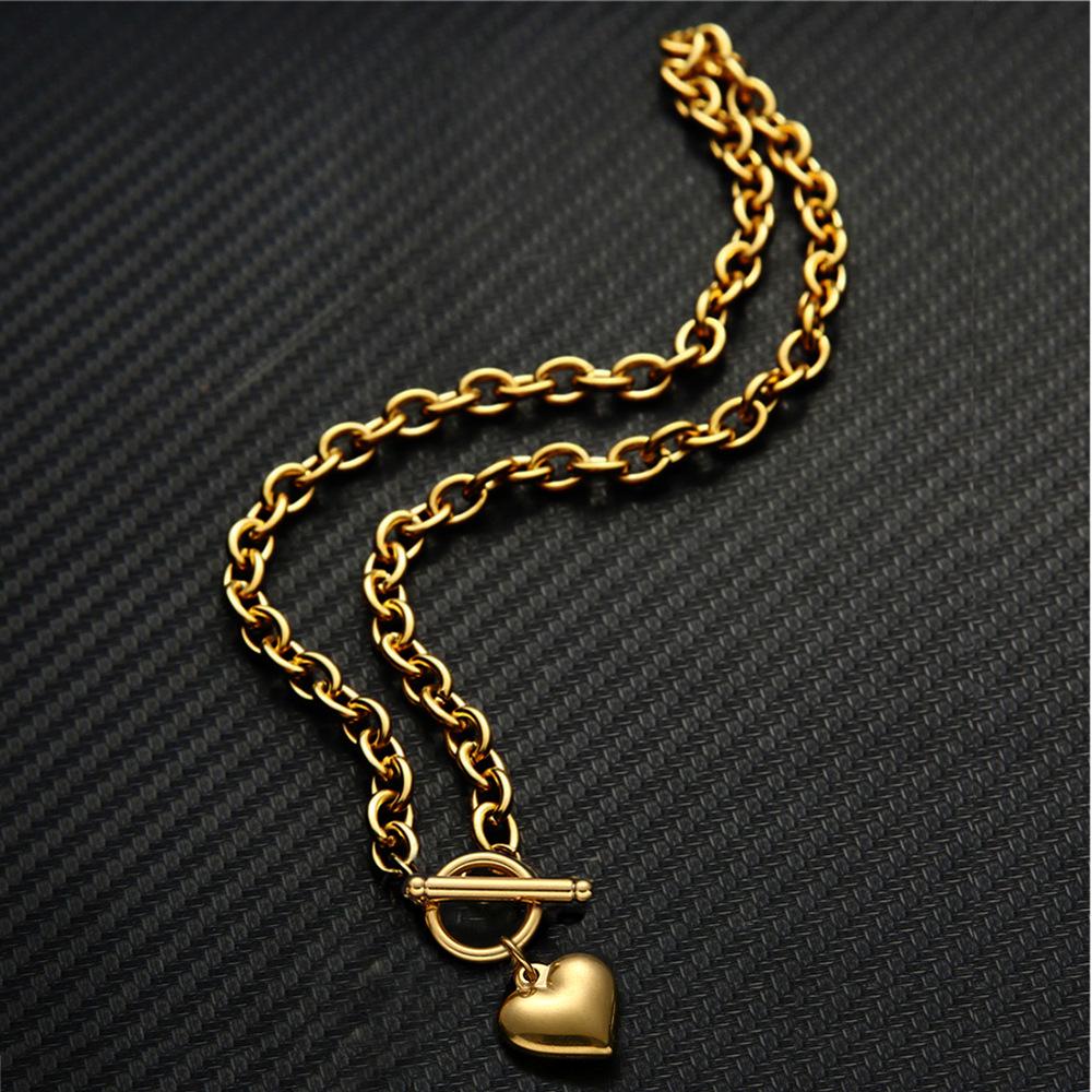 Korean Style Stainless Steel Heart Pendant Clavicle Necklace - Christmas Gift