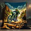 Motorcycle racing pattern Flannel printed blanket suitable for all seasons suitable for living room office sofa and travel