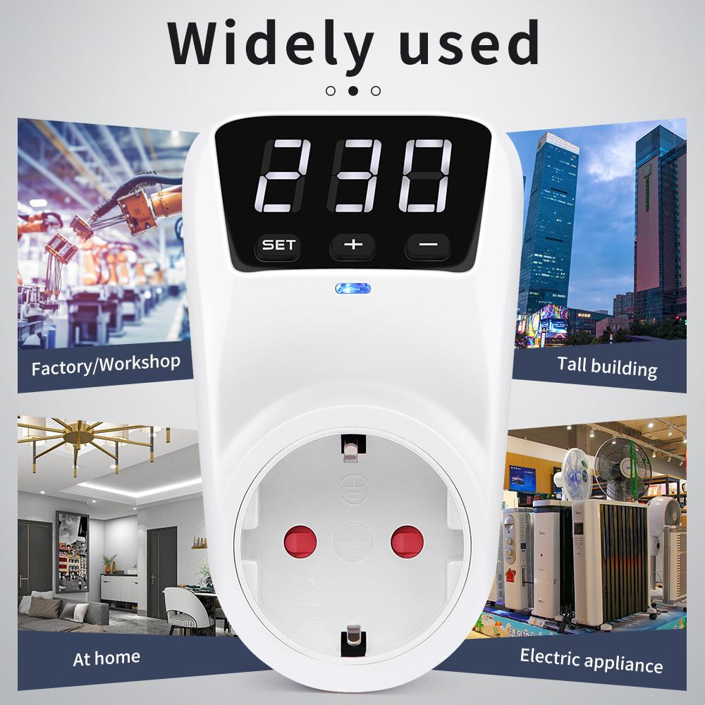 16A 230V Automatic Voltage Protector Switch Adjustable Power Surge Protection EU Socket Type Volt Safe For Home Appliances