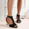 European and American Simple and Fashionable Rear Zipper Bag Heel Fish Mouth Shoes Women's Summer Foreign Trade Large Size Side Space Thin Heel Roman