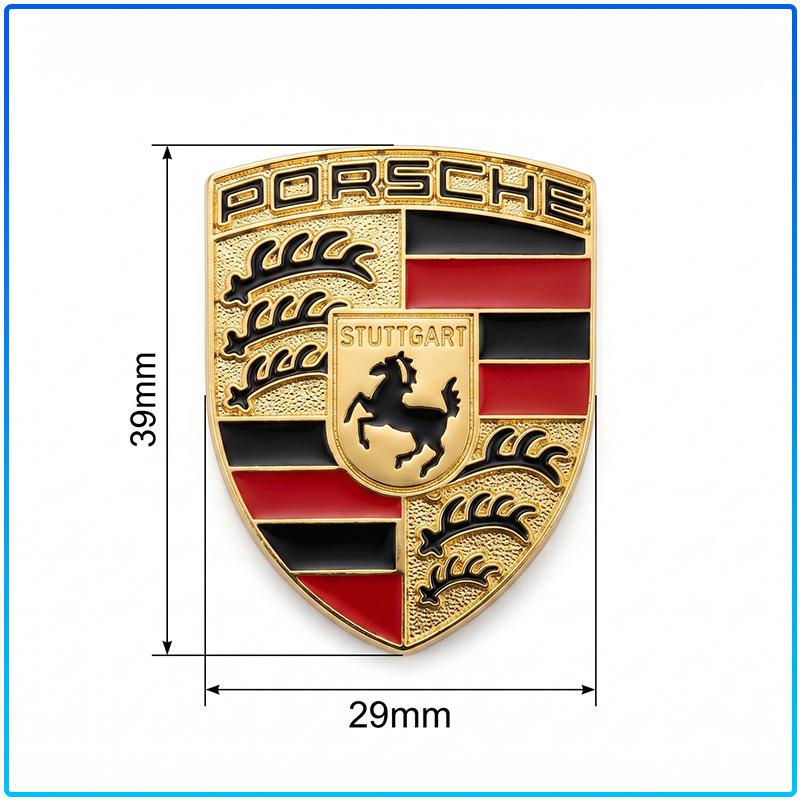 1 шт. Металлическая текстура Значок-щит Porsche Водонепроницаемая, устойчивая к выцветанию Декоративная наклейка Подходит для всех Porsche Седан, Внедорожник, Спортивный автомобиль Модификация интерьера