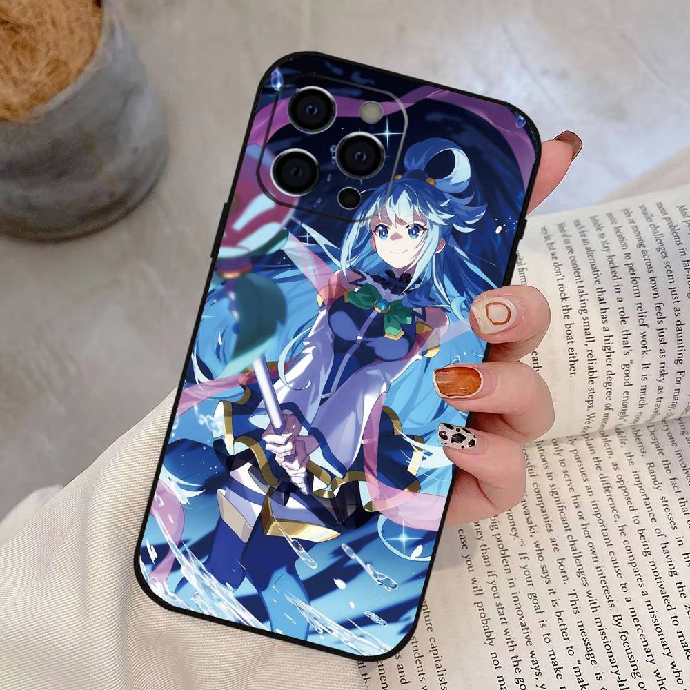 Чехол для телефона Konosuba для iPhone 17, 16, 15, 14, 13, 12, 11 Plus, Pro Max, Другие Мягкий Черный Чехол