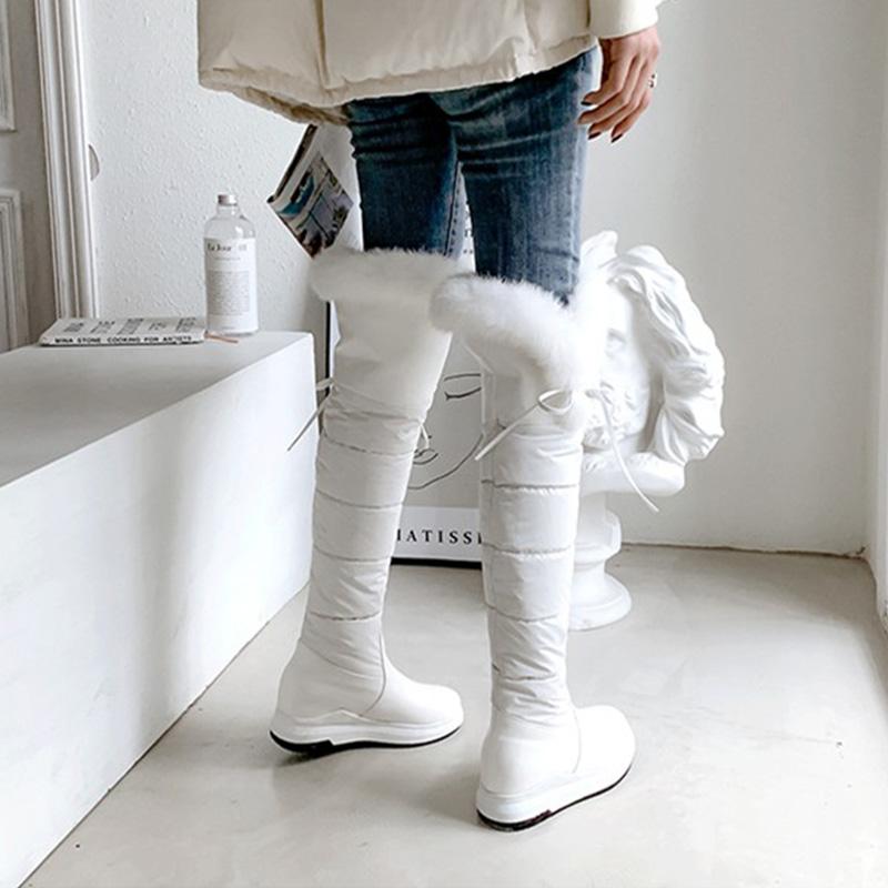 Женские зимние сапоги, удобные водонепроницаемые сапоги на плоской подошве большого размера, теплые плюшевые сапоги до колена