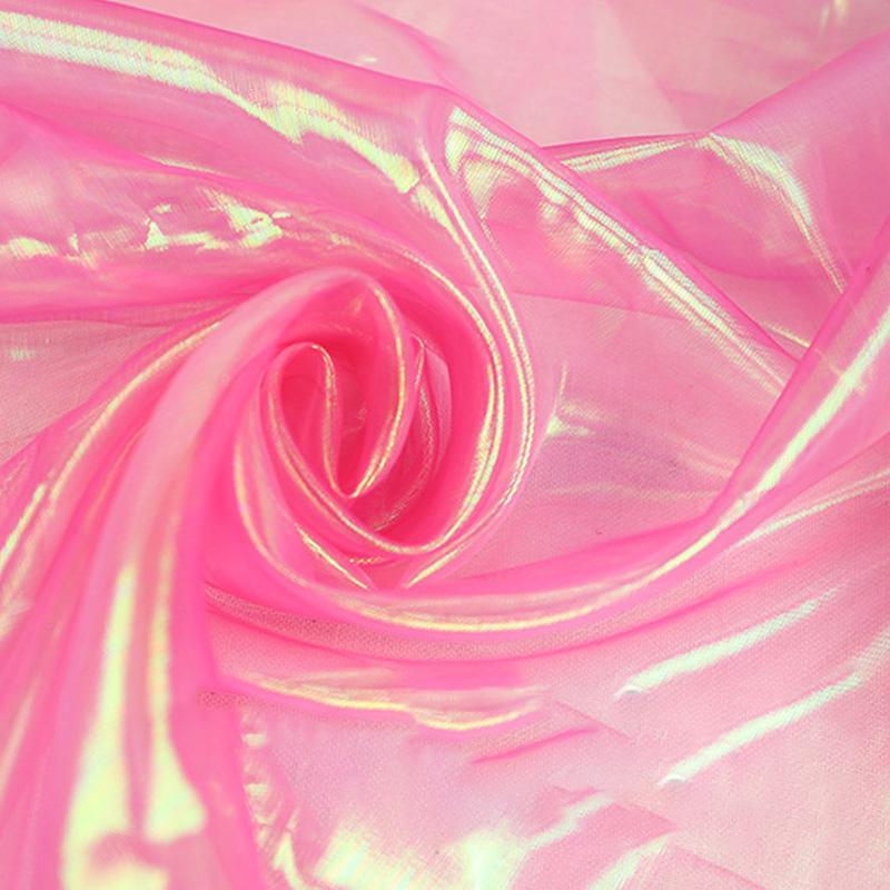 Красочная Органза Яркая Шелковая Сетчатая Ткань Шифрование Фантазия Лазерная Стеклянная Пряжа Ткань DIY Костюмы для Сценических Выступлений Свадебный Декор