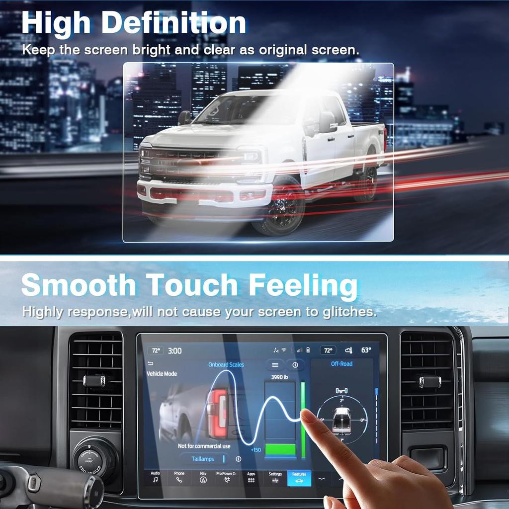 Защитная пленка для экрана Karltys, 2 шт. для Ford Super Duty F-250 F-350 F-450 2023 2024, 12-дюймовый сенсорный экран, аксессуары из закаленного стекла с твердостью 9H, автомобиль