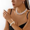 Rinhoo Elegant Imitation Pearl Jewelry Set for Women Versatile Necklace Bracelet Earrings Bridal Wedding Party Jewelry