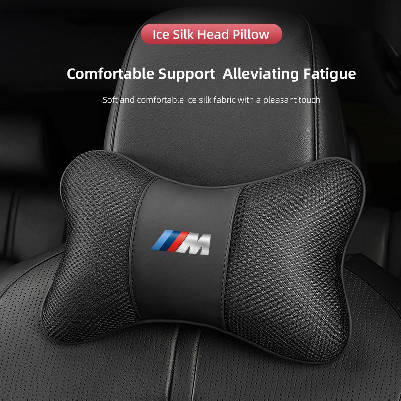Ice Silk Car Pillows Headrest Neck Rest Support Seat Accessories For BMW M E28 E32 E34 E53 F10 F20 F30 X1 X3 X5 X6 E90 E91 WC9