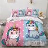 Children Bedding Sets Gifts Unicorn and Colorful Horse Printing Duvet Cover Sets for Kids Girls Boys 2/3 Pcs Single Pink Quilts