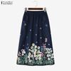 Women Floral Print Casual Elastic Waist Loose Summer Skirts