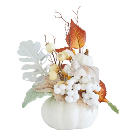 Пенопластовые тыквенные осенние украшения из тыквы с реалистичными кленовыми листьями и ягодами, центральные элементы стола, декор для Дня благодарения, столовая, кухня