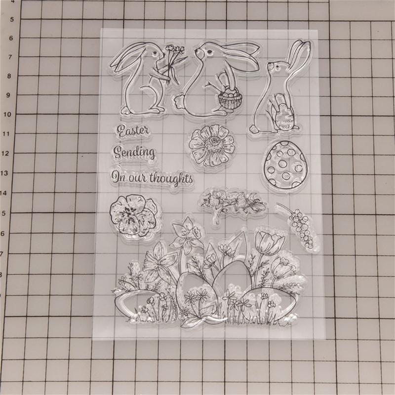 Silicone Clear Stamps Easter Rabbit Eggs Seal Stamps DIY Scrapbooking Craft Card Making Embossings Photo Journal Album