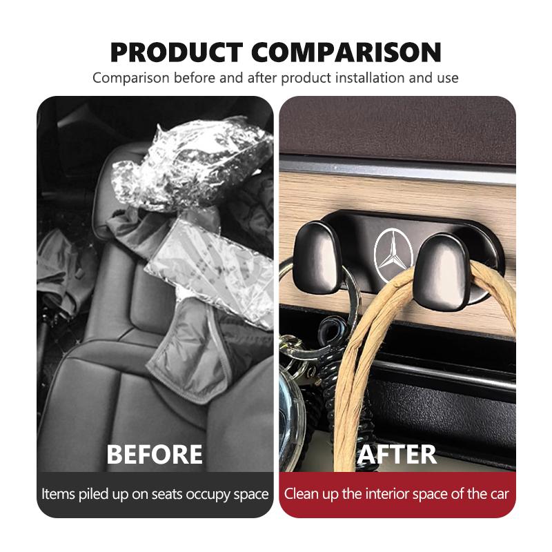 For Benz Zinc Alloy Car Hook Indoor Wall Hanger Sticker Hook Storage Accessories CITAN VITO SPRINTER CLS SLK Sport ML C200 C260 BW0