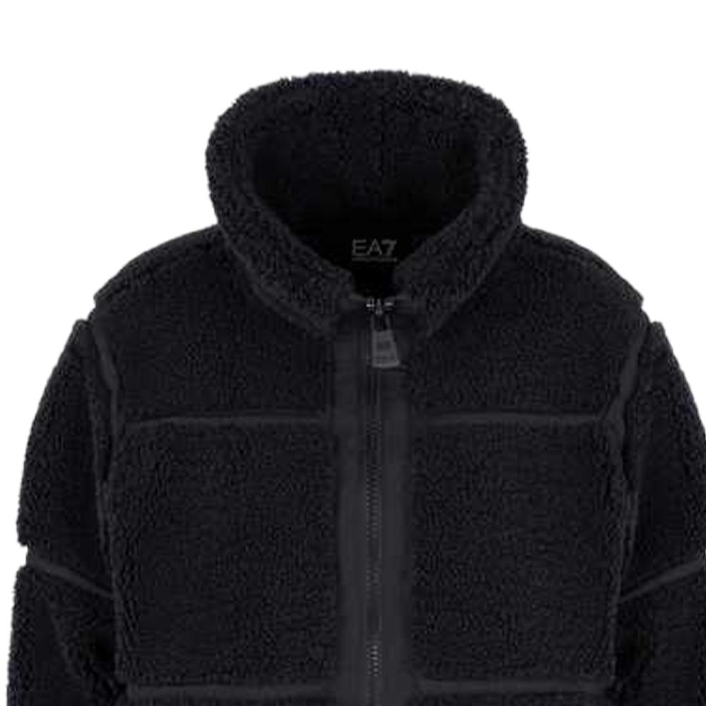 Emporio Armani EA7 Осень/Зима 24 Вельветовый воротник Двойная молния Длинный рукав Хлопковая куртка Женские куртки Черный 6DTB07-TNGEZ-1200