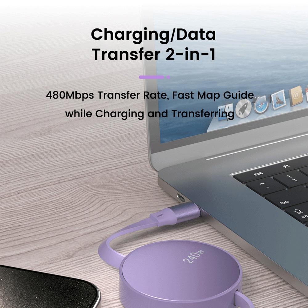 Выдвижной кабель USB Type C на Type C для быстрой зарядки PD 240 Вт, кабель для передачи данных для мобильного телефона USB C на USB C Для iPhone 16 Samsung Xiaomi