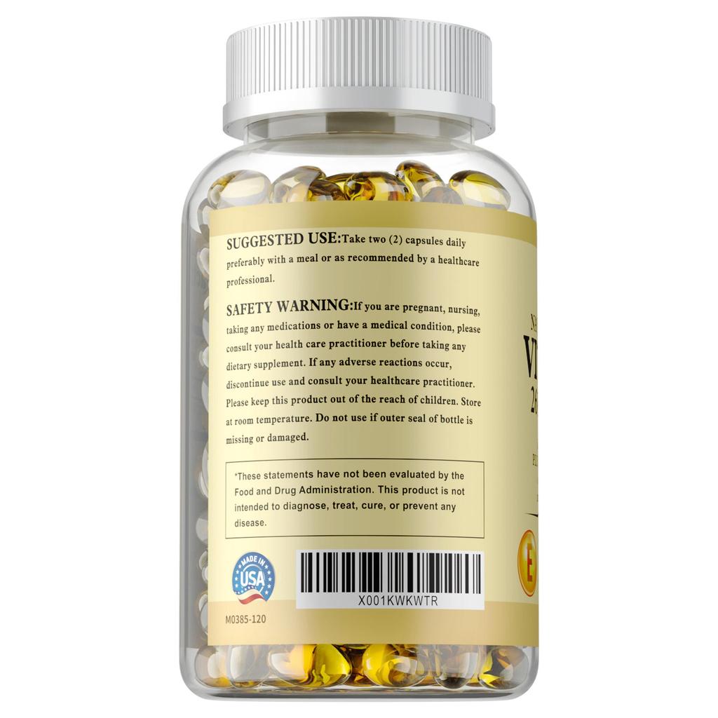 GREVIP Vitamin E Softgels support immune system health and skin nutrition.