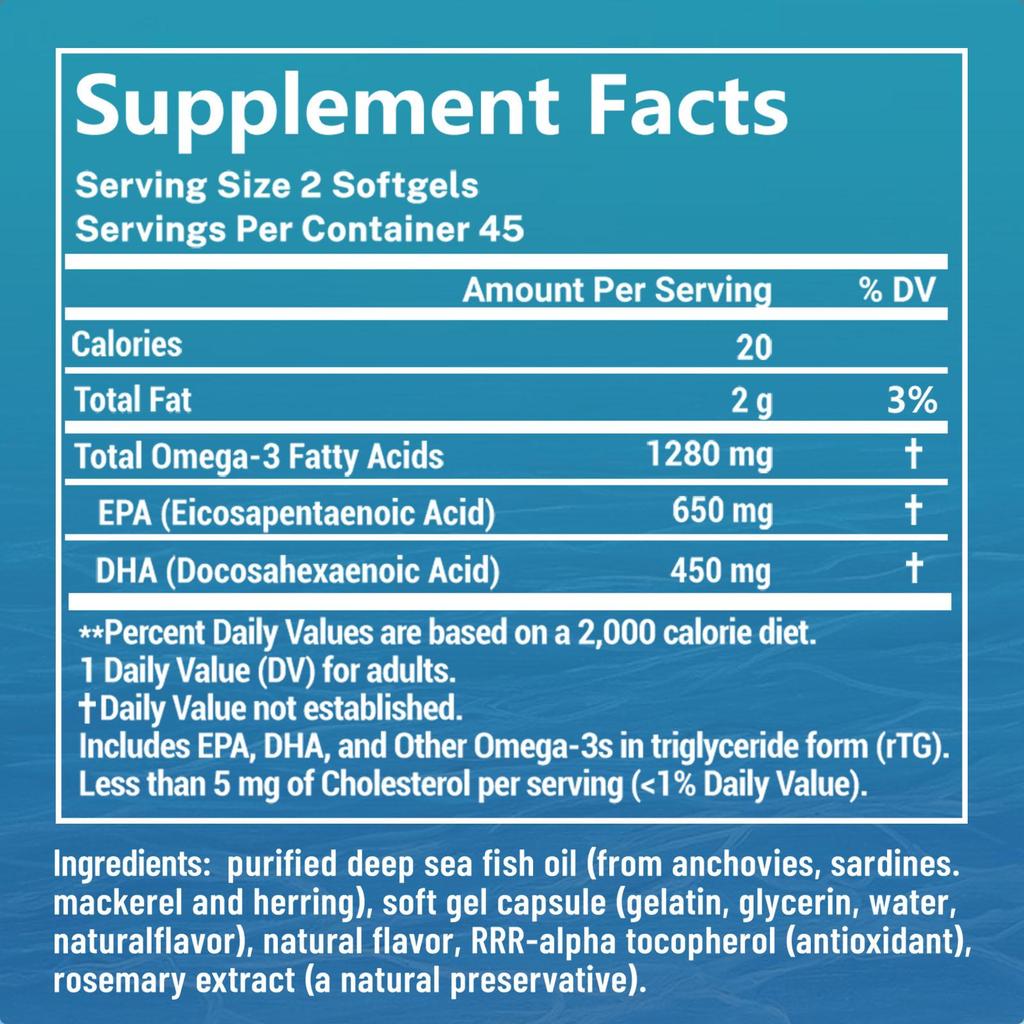 Super Omega-3 Capsules, promote brain health and maintain eye health, 90 capsules