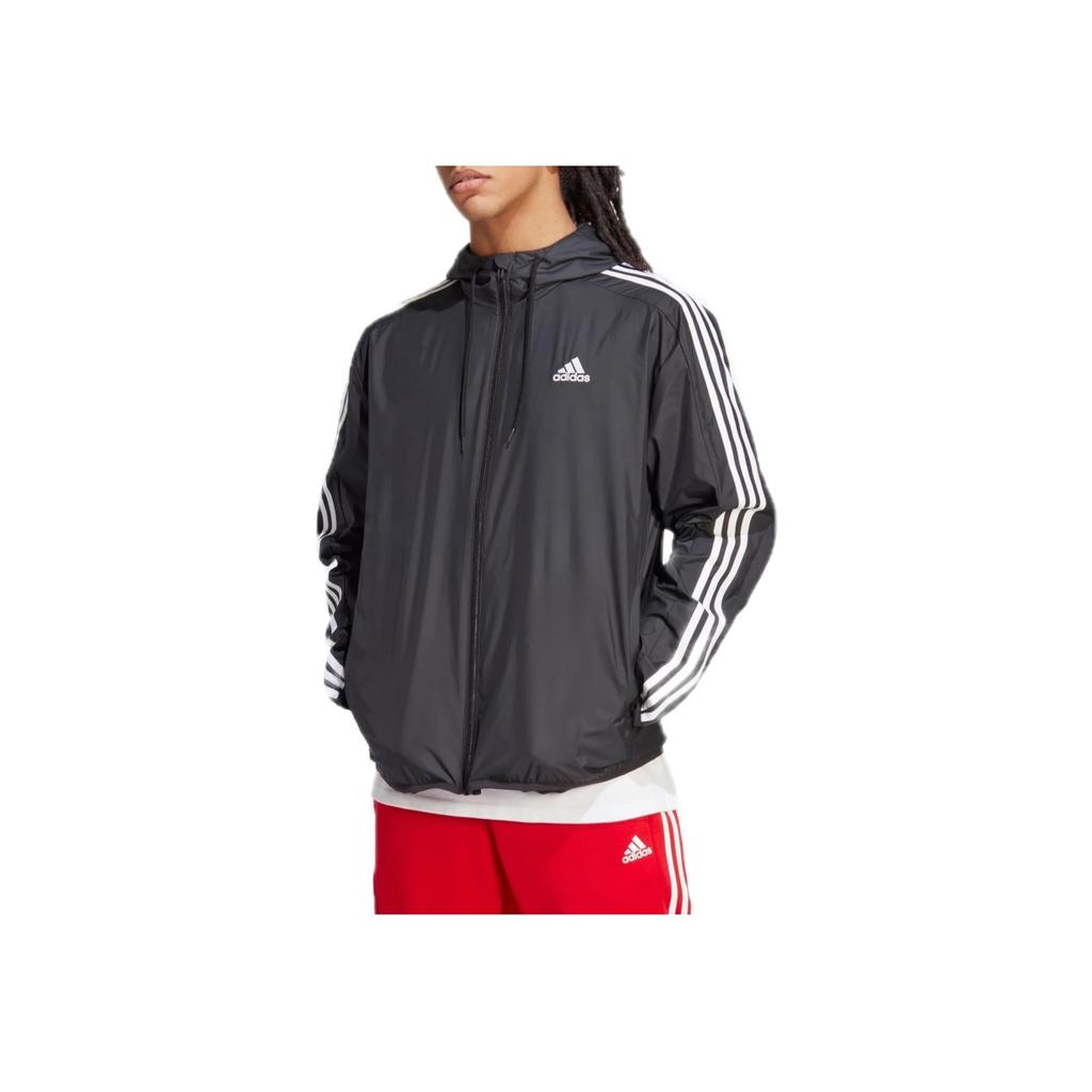 adidas Мужская куртка с капюшоном в полоску с логотипом, верхняя одежда, черная IB0378