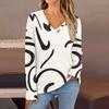 Women's Fashion Casual V Neck Long Sleeve Printed T-Shirt Ladies Top