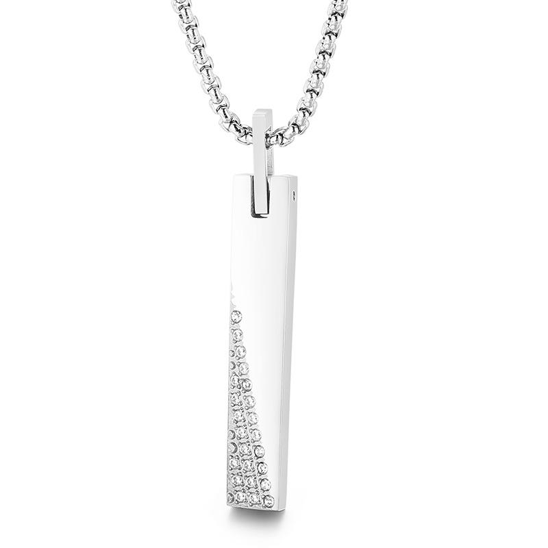 Hip Hop Gold Color Pendant Necklace Men's Women's Stainless Steel Cubic Zircon Charm Rock Jewelry Shiny Square Accessories