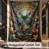 Autumnal Botanical Elegance Theme Wall Tapestry Customized With Name Text Personalized Hanging Tapestry For Bedroom Living Room Decor