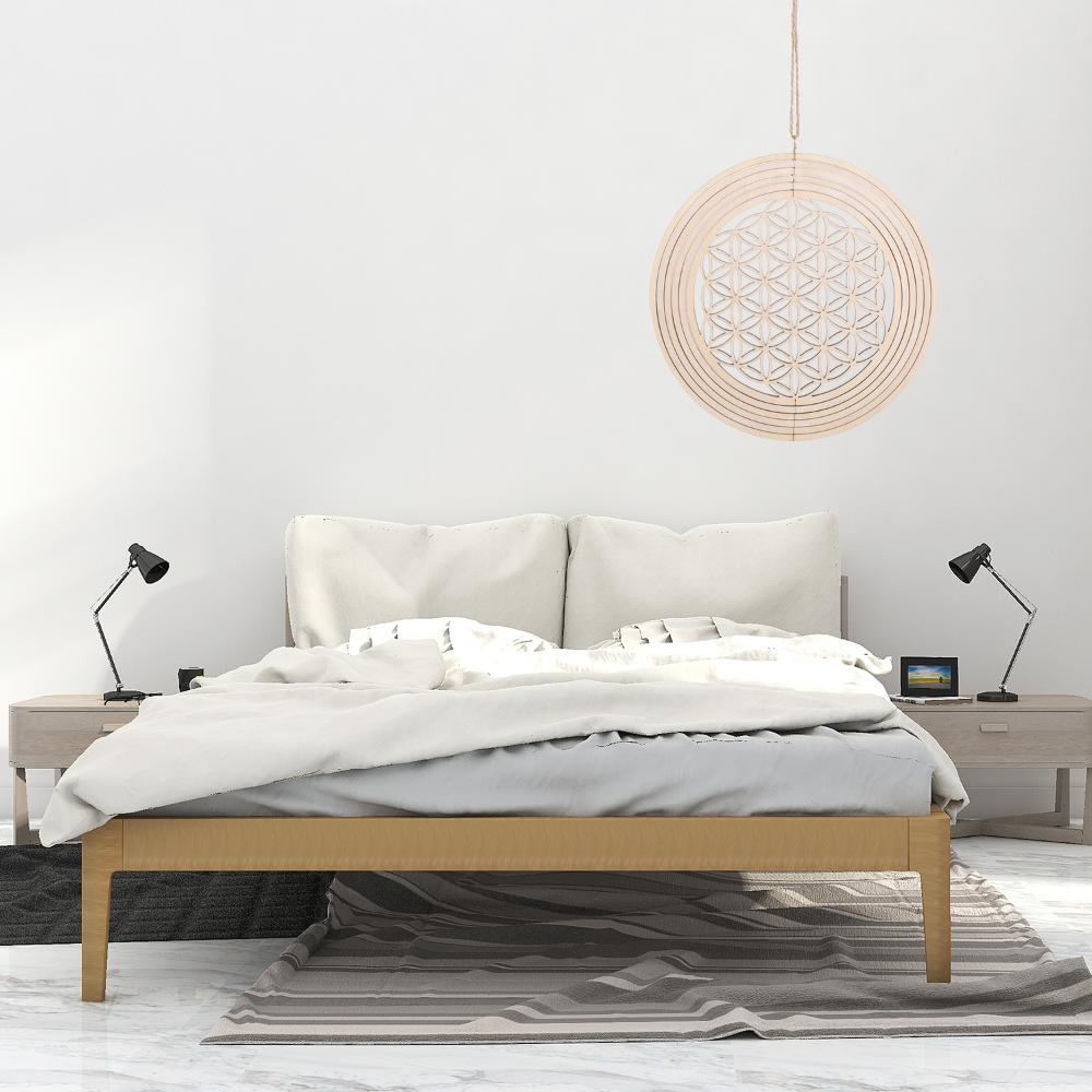 Настенный декор Лазерная резка Цветок Жизни Энергетический коврик Срез Деревянная основа Деревянная настенная табличка Энергия Медитации