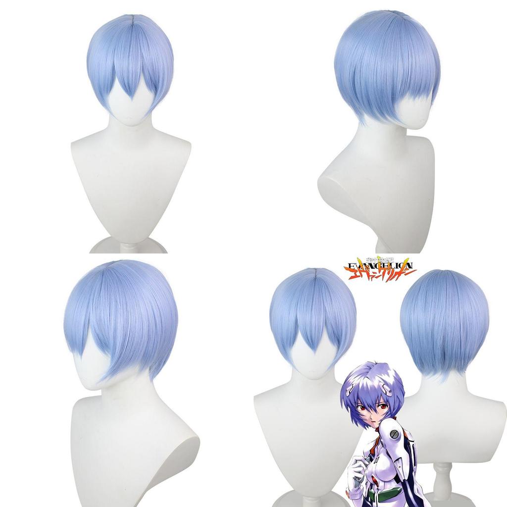 Authentic Eva Ayanami Rei Cosplay Wig With High Temperature Wire Light Blue
