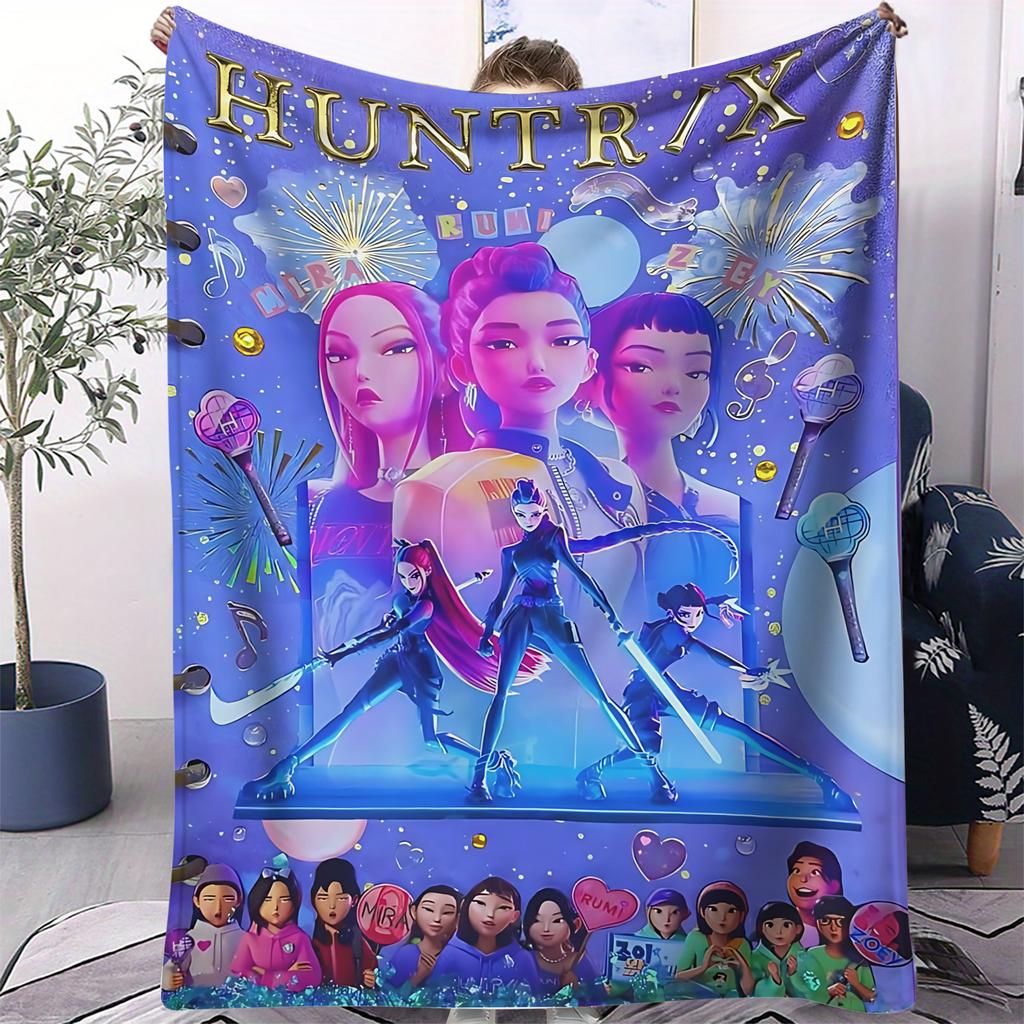 Плед с изображением демоноборца из K-Pop, горячей аниме-девушки, команды, фланелевый плед, теплый зимний плед для гостиной, дивана, кровати, подарок для фаната