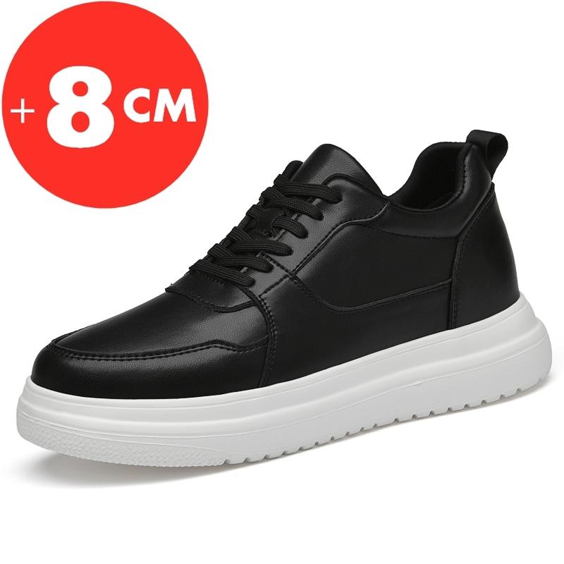 Fashion Big Size Lift Men Sneakers Elevator Shoes Heightening Height Increase Insole 7-8CM High Heels Shoes Genuine Leather Sport Shoes