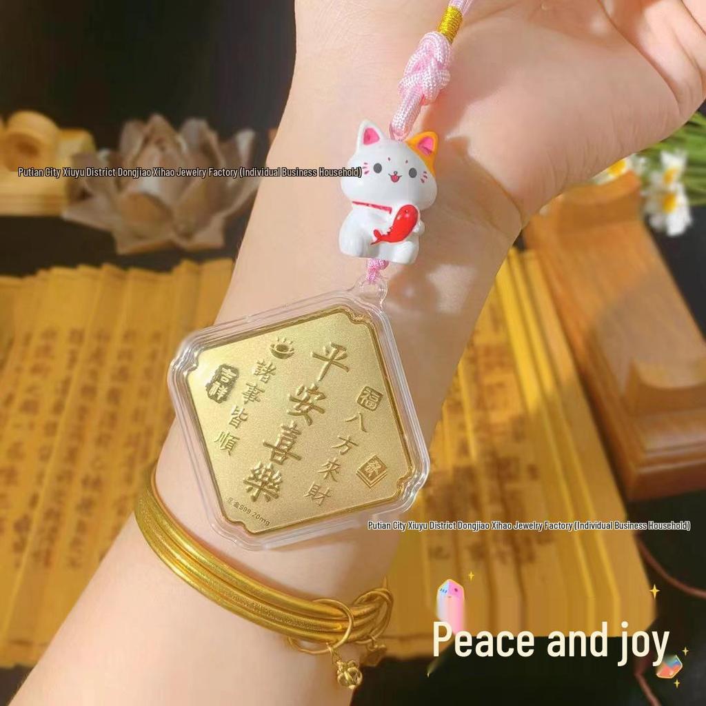 999 Pure Gold Wealth Cell Phone Charm & Handbag Pendant for Abundant Prosperity