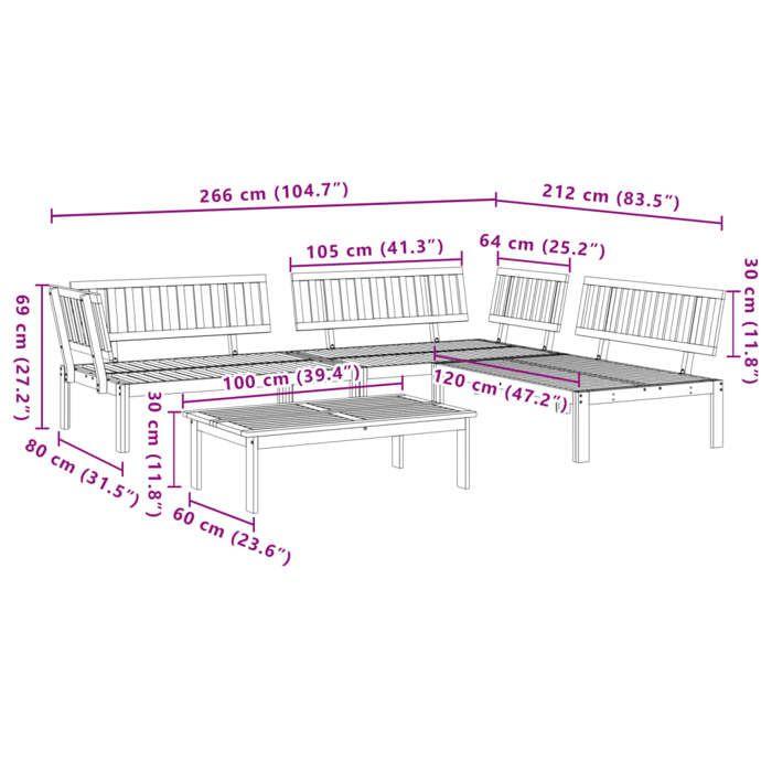 VidaXL Salon palette de jardin 4 pcs bois d'acacia massif, ensemble de table et de chaise de jardin, ensemble de salon de 3209310