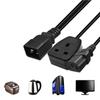 Power Adapter Convert C20 Male To C13 + EU Outlet Power Supply Cord 0.32m PVC Extension Cable Fit for Various Electronic