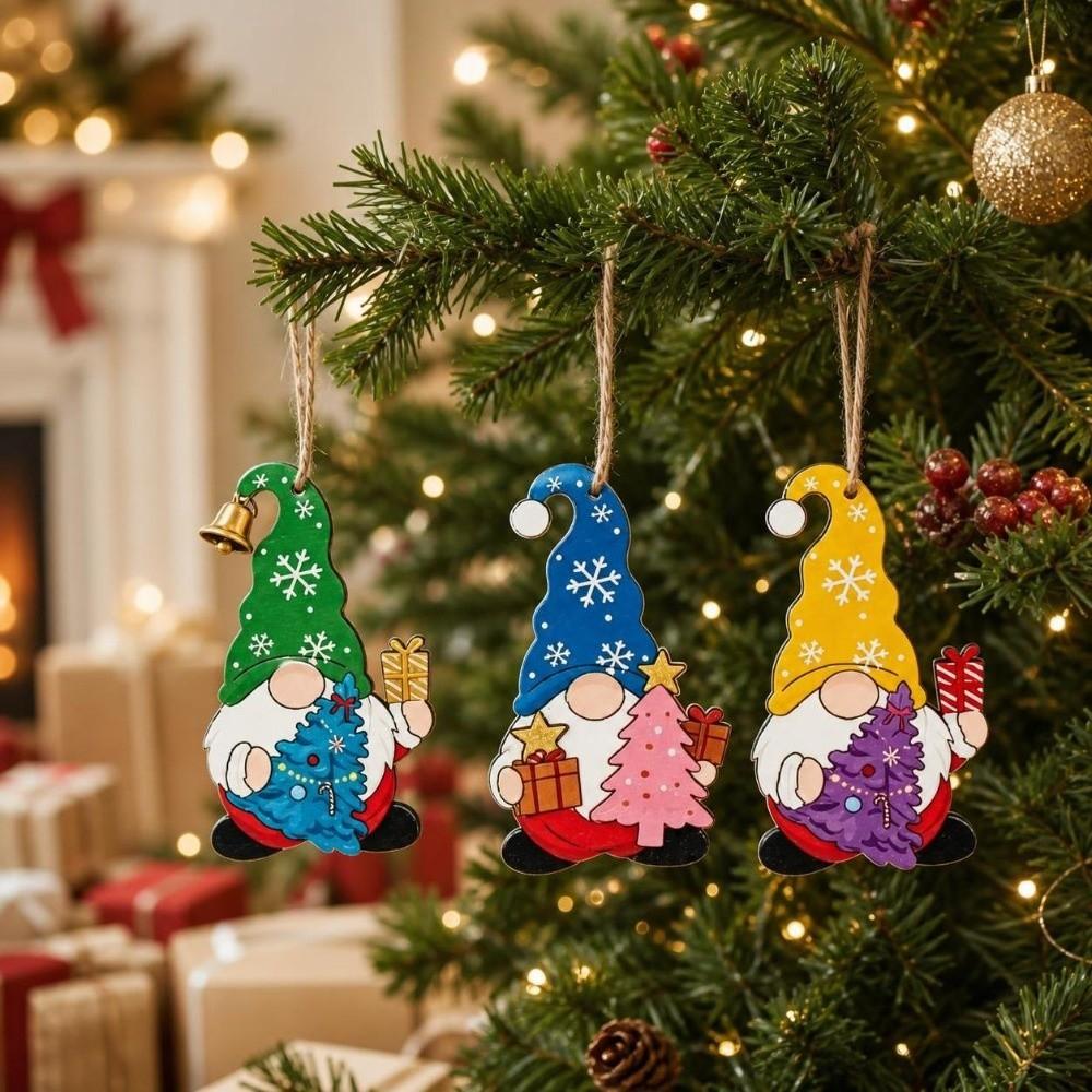3 pcs 2D Flat Christmas Tree Ornaments Santa Claus Christmas Decor Xmas Hanging Pendant Christmas