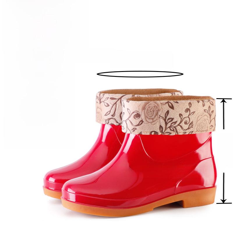 Женские нескользящие резиновые сапоги с двойным задником и низкой трубой — водонепроницаемые, модные, с теплой хлопковой подкладкой, идеально подходят для кухни и работы.