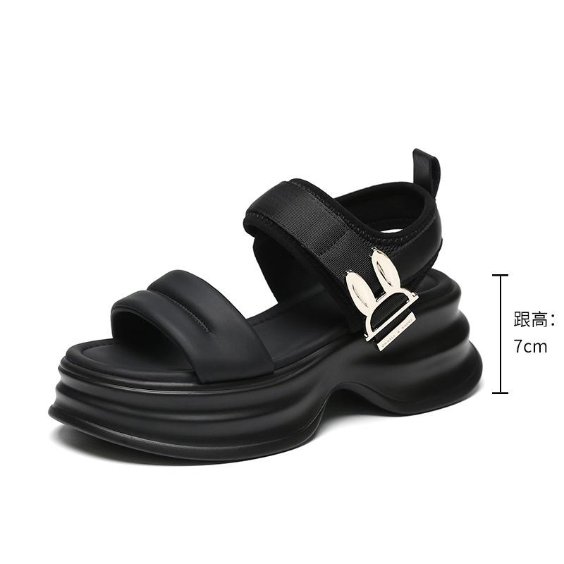 Строго отобранные платформенные сандалии для папы, женская новая женская обувь, модная застежка-липучка, украшение в виде кроличьих ушек, летние популярные женские сандалии