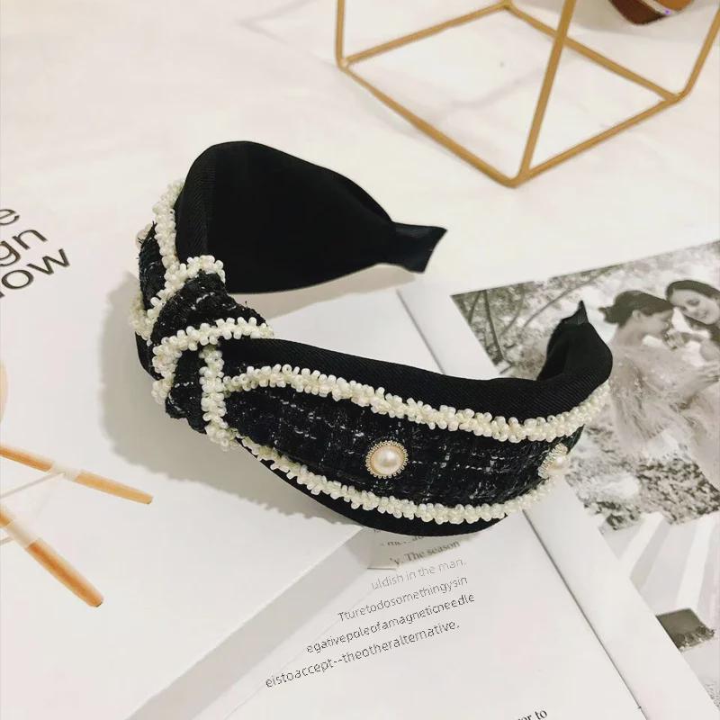 Корейская повязка на голову с жемчугом: Шикарный аксессуар для волос на осень/зиму