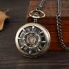 New Large Pocket Watch Hollow Round Engraved Roman Numeral Lace Mechanical Pocket Watch