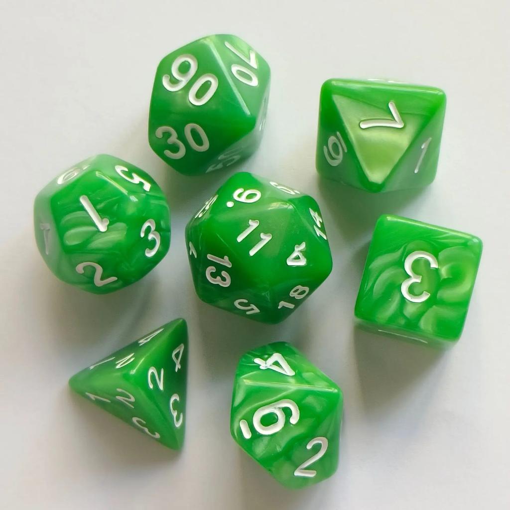 7pcs/set Colorful Pearl Pattern Polyhedral Dice Number Dice Kit for DND PRTG RPG Running Team Table Board Game Dnd Dice Set