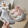 Ботинки из кожи для девочек, осень-зима, новые повседневные одинарные ботинки, модные ботильоны для принцесс, ботильоны с бабочками и стразами