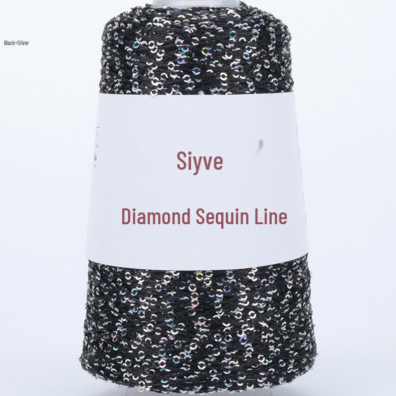 Пряжа с пайетками Siyue 2 мм - шерстяная пряжа ручной работы для проектов своими руками (100г)